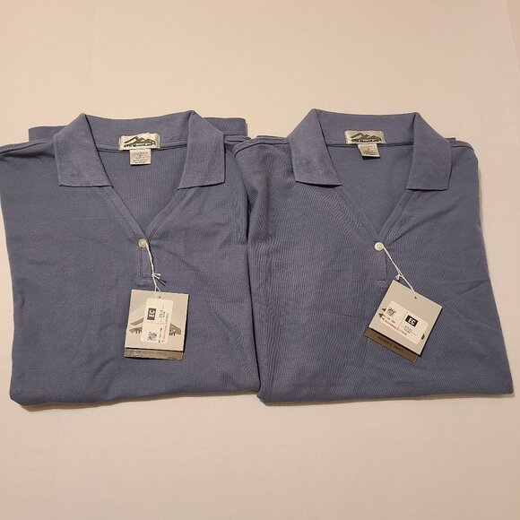 2 WOMENS BLUE V NECK POLO SHIRTS BUNDLE - S - Picture 1 of 7